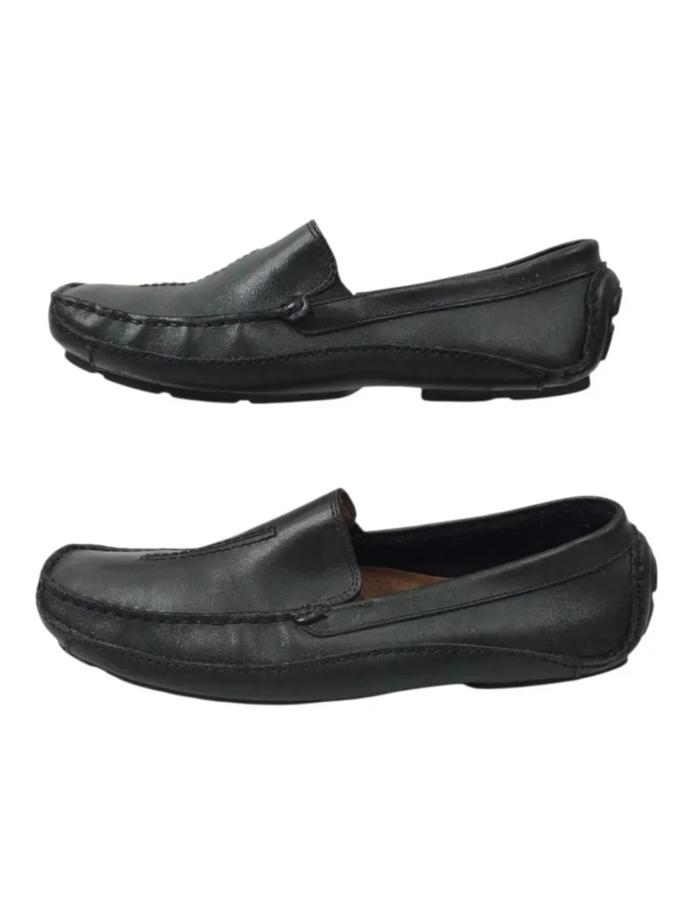 Clarks Leather Driving Loafers Mens 10 M Black Slip On Casual Shoes Moccasins